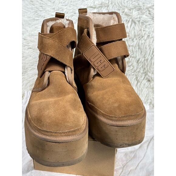 UGG Neumel Platform Double Strap Boots Suede Chestnut Women Size 10 S/N 1130554 - Picture 1 of 10